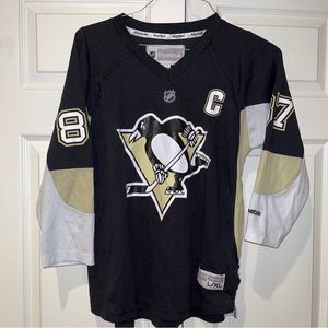 Reebok NHL Jersey Pittsburgh Penguins 87 Sidney Crosby Black Youth L-XL
